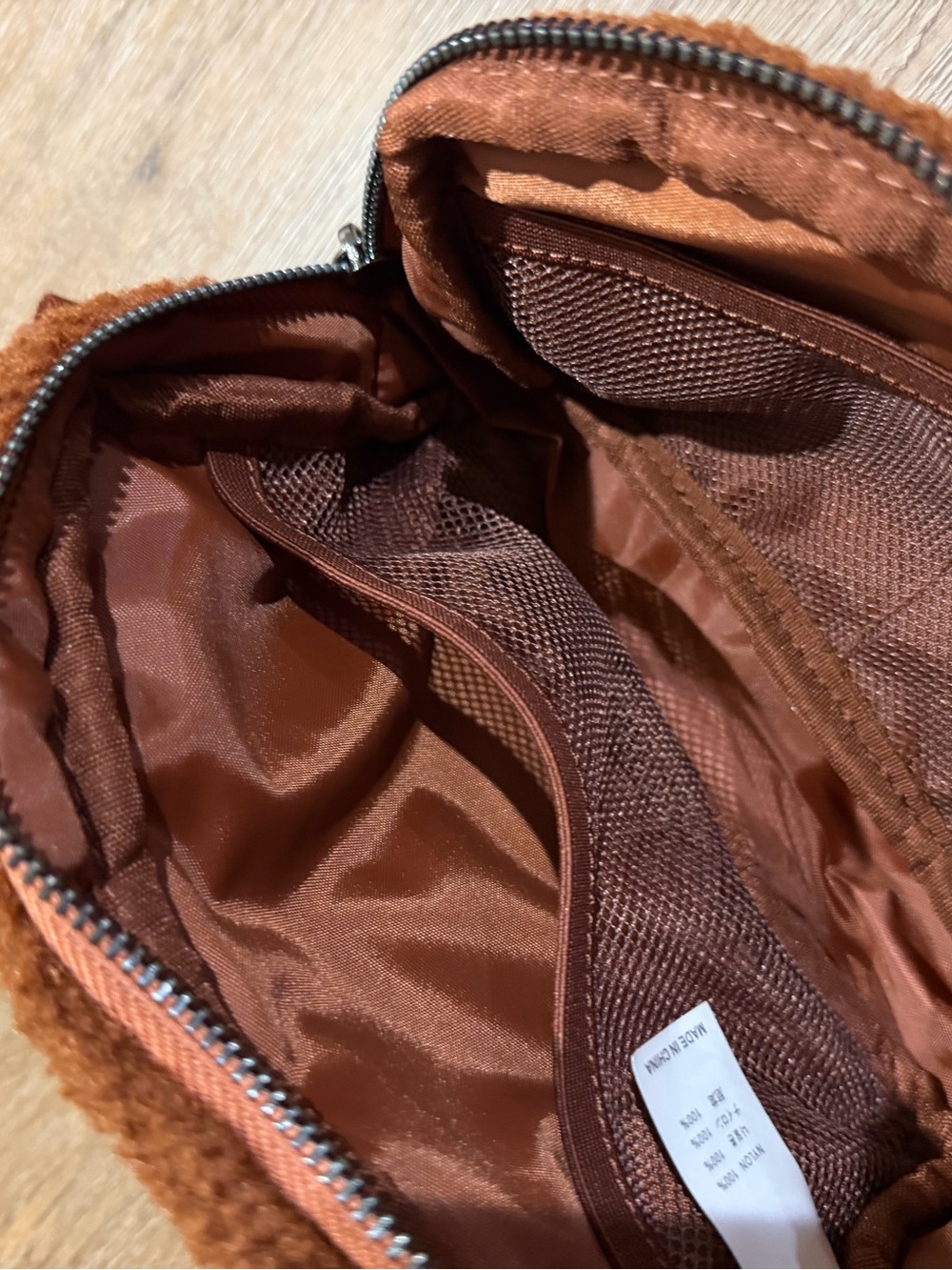 Sherpa Teddy Fleece Belt Bag Crossbody Bum Bag Brown Cinnamon Designer Inspired - Picture 6 of 7